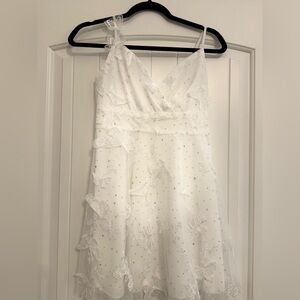 Handmade - White Dress with Lace and Butterfly Embellishments